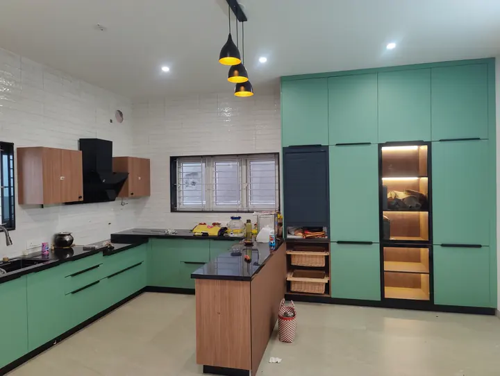 Residence One's green kitchen